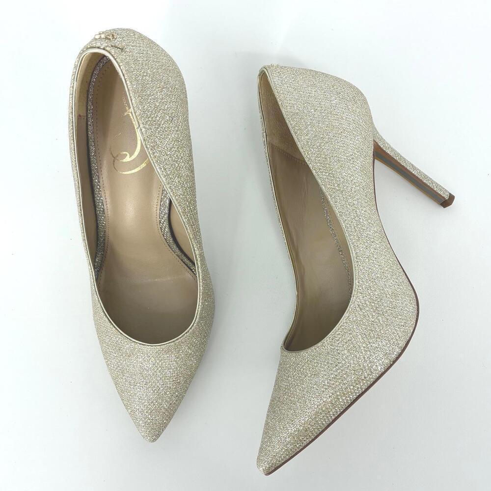 Sam Edelman Hazel Gold Glitter Formal Party Cocktail Pointed Toe Heels Pumps 7W